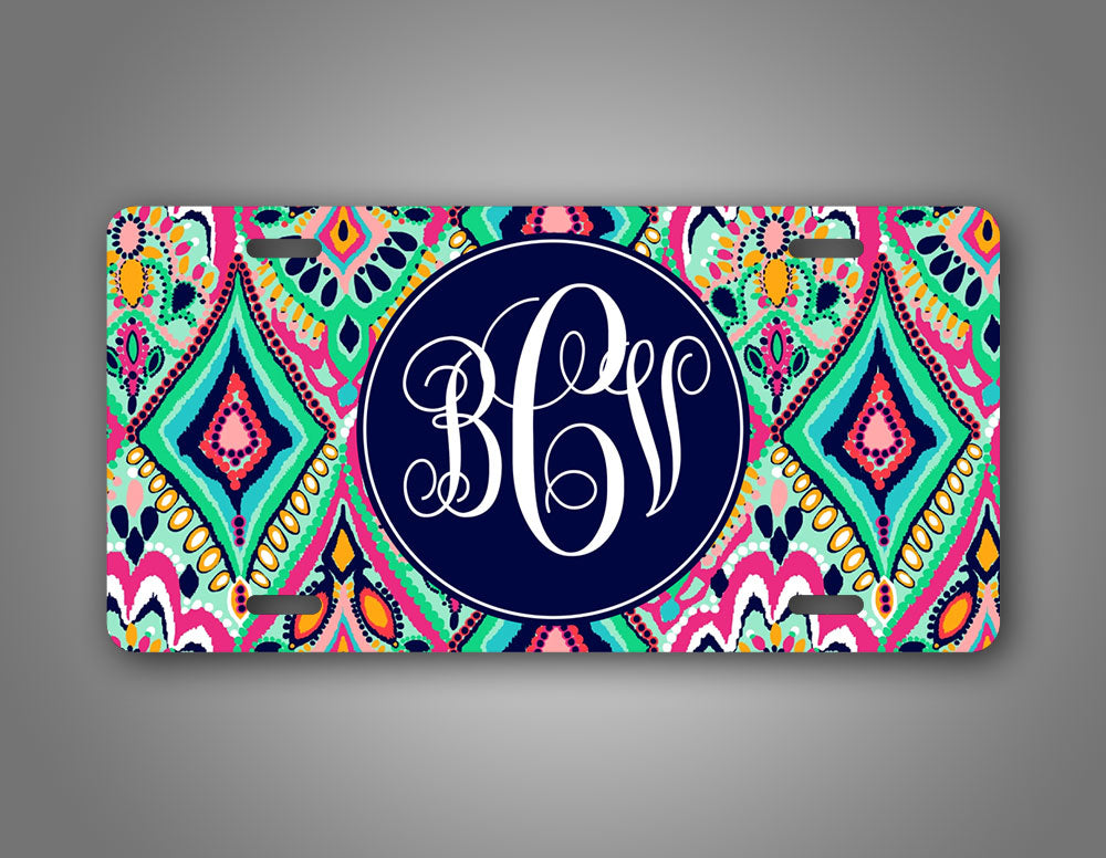 Personalized Jewel Design Monogram License Plate