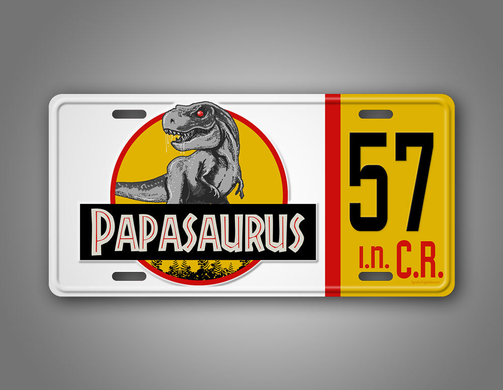 Custom Papasaurus Dinosaur Jeep License Plate  