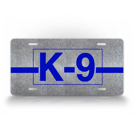 Silver Police K-9 Canine Dog Unit License Plate Auto Tag 