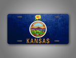 Kansas State Flag Weathered Metal License Plate