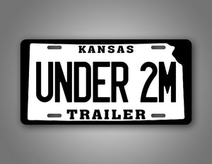 Kansas Under 2M Trailer Tag With Kansas State Silhouette License Plate