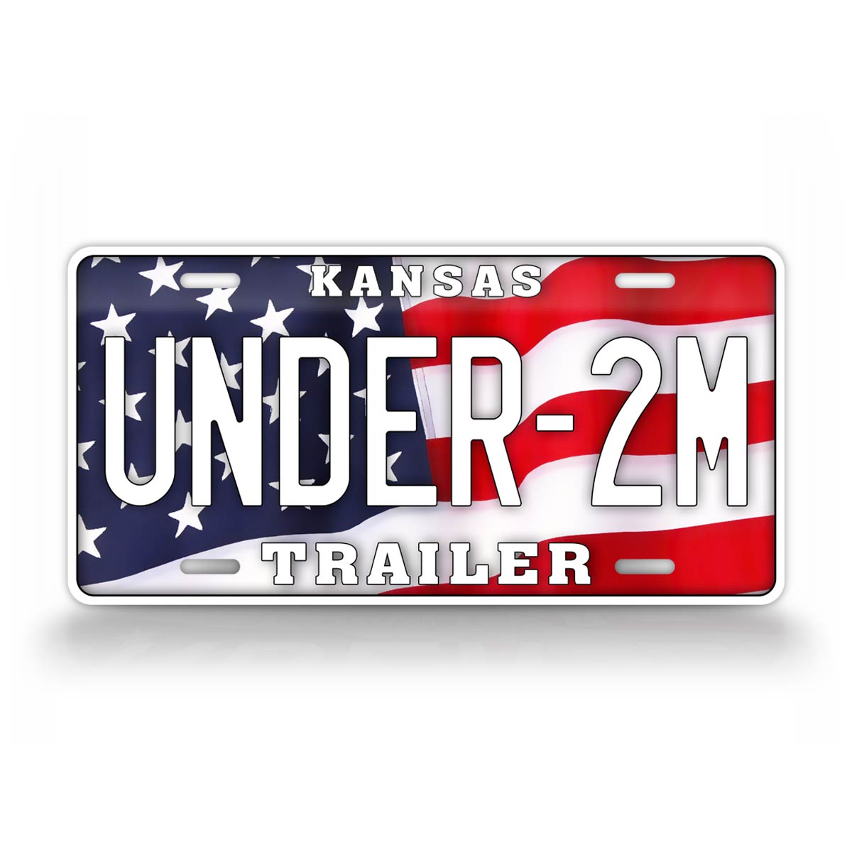 Kansas Under 2M Trailer Tag With American Flag License Plate