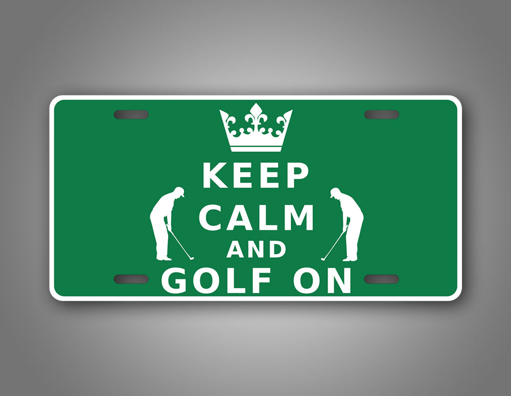 Keep Calm And Golf On Green Auto Tag