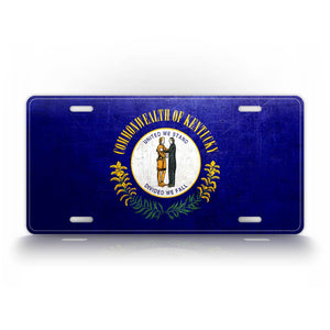 Kentucky State Flag Weathered Metal License Plate