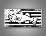 Large Mouth Bass American Flag License Plate 