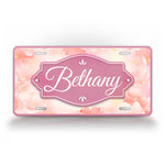 Pink Flowery License Plate Spring Time Monogram Auto Tag