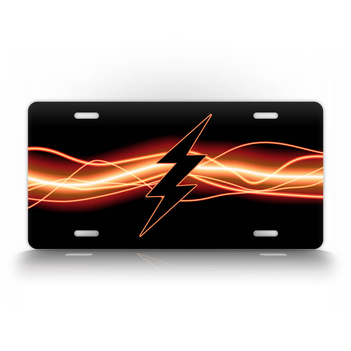 Black Lightning Bolt Electric Flash License Plate 