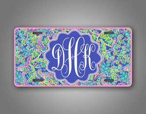 Personalized Pink Monogram Auto Tag