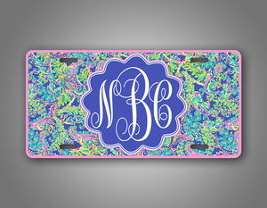 Custom Pink Monogram License Plate 