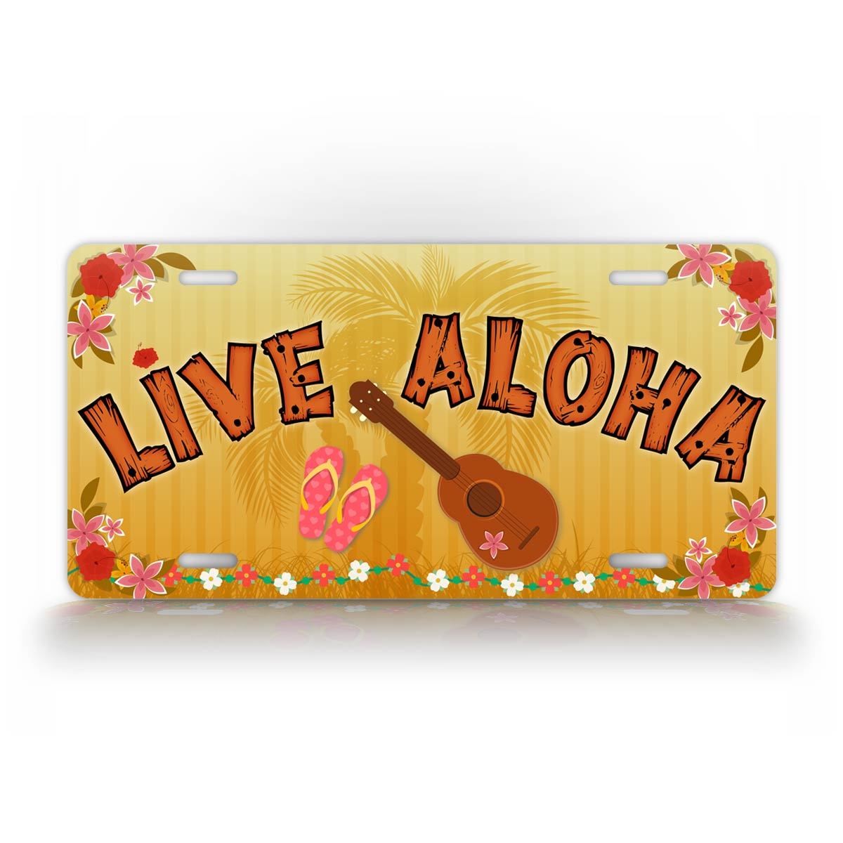 Hawaii Live Aloha Slogan License Plate Hawaiian Auto Tag