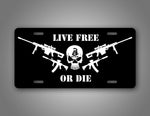 Live Free Or Die Punisher Skull Gun License Plate 