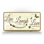 Live Laugh Love Butterfly License Plate Simple Living Auto Tag