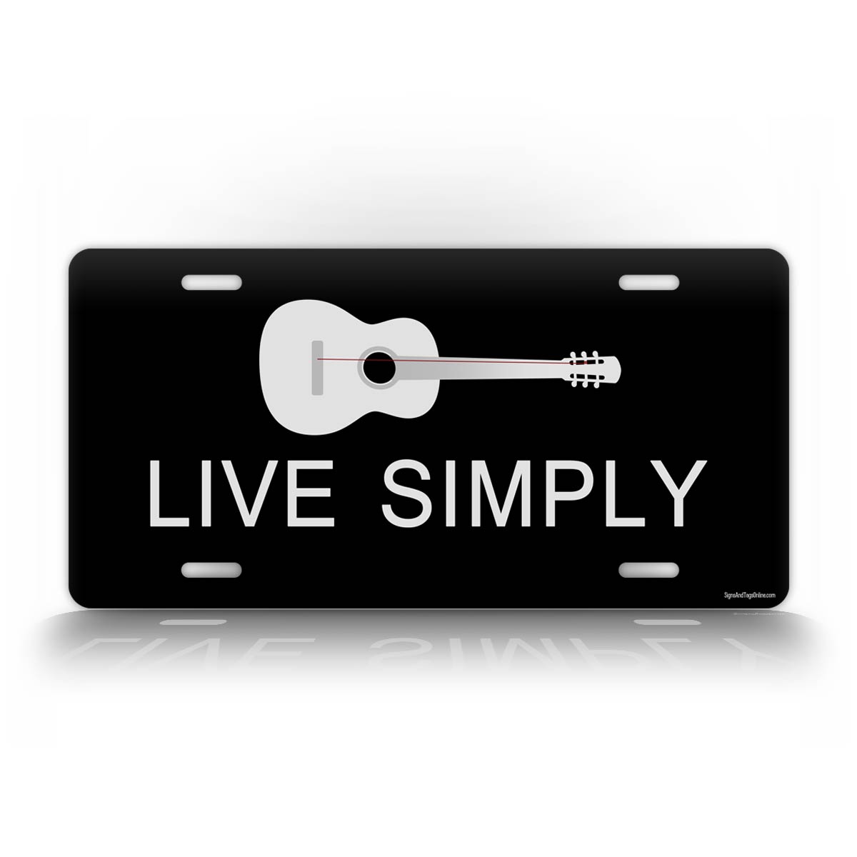 Black Simple Living Minimalist Musician Guitar Auto Tag 