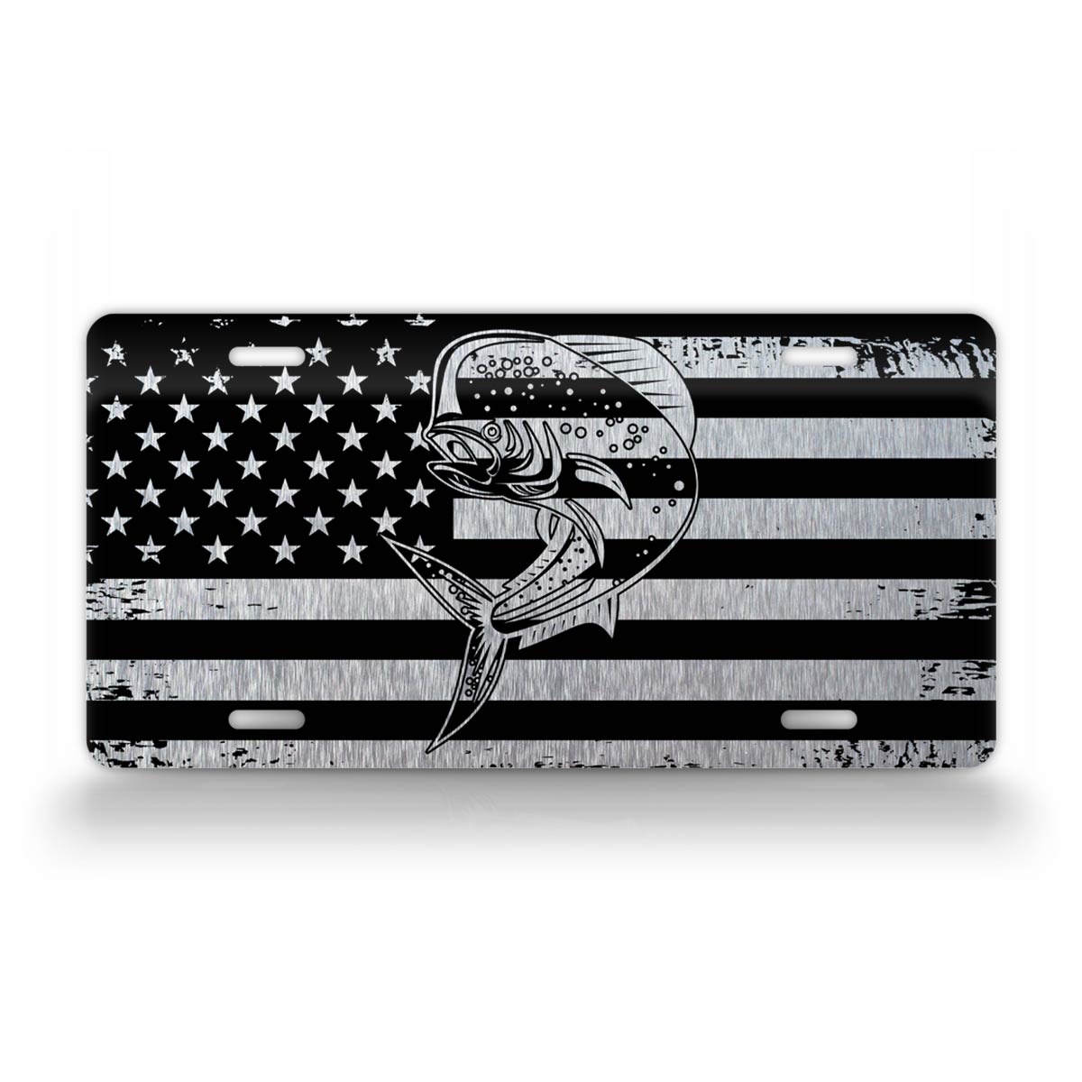 Mahi Dolphinfish American Flag License Plate