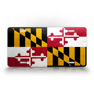 Maryland State Flag Weathered Metal License Plate