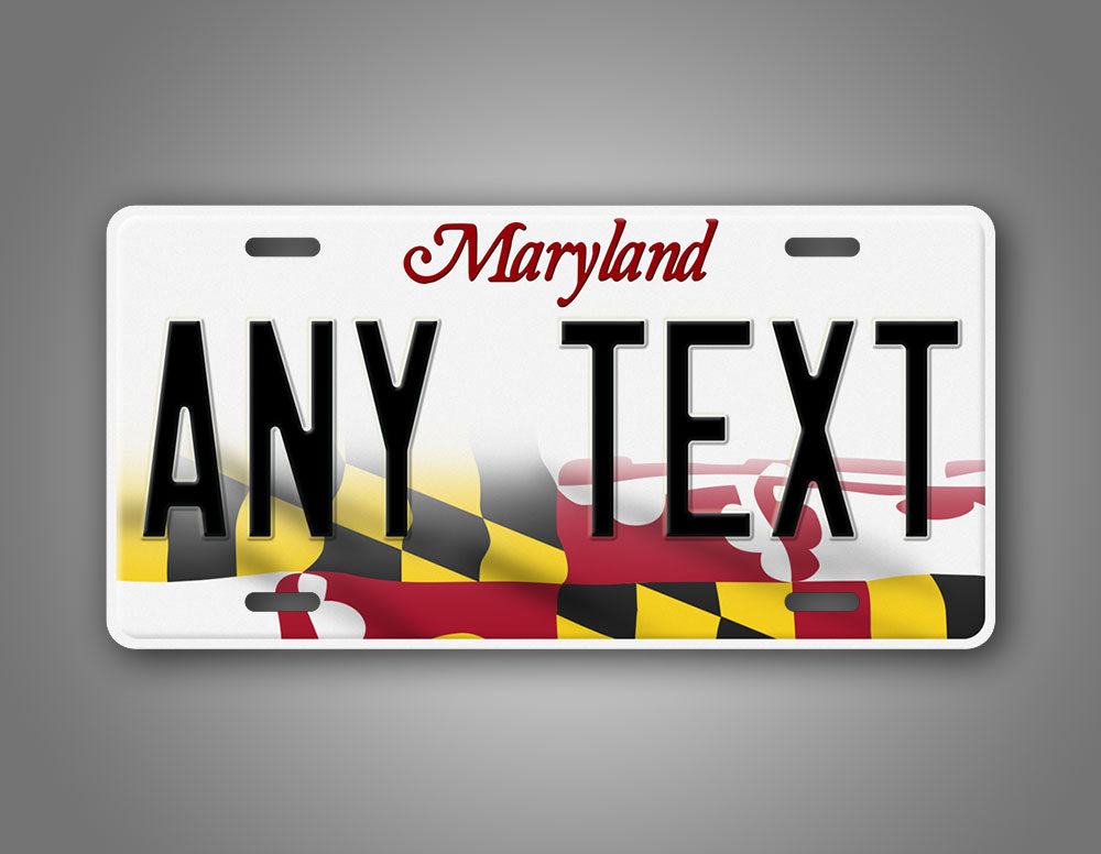 Custom Any Text Maryland Personalized Auto Tag 