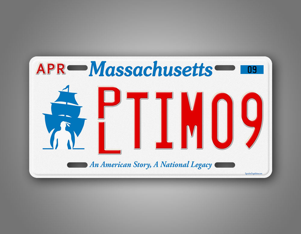 Any Text Novelty Massachusetts Plymouth License Plate 