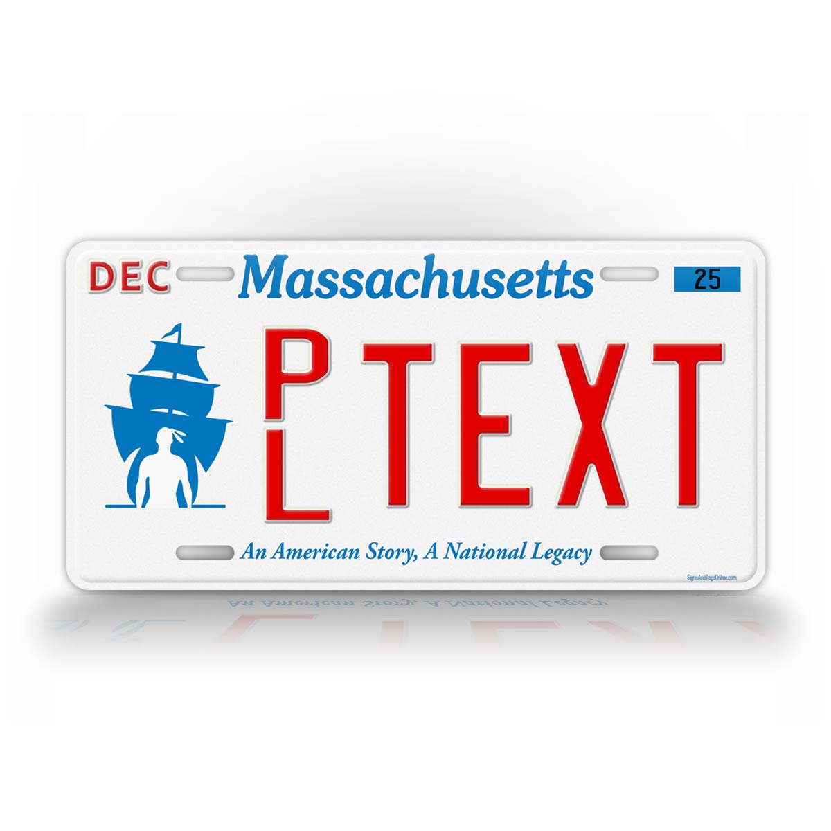 Personalized Text Massachusetts Plymouth Vanity License Plate 