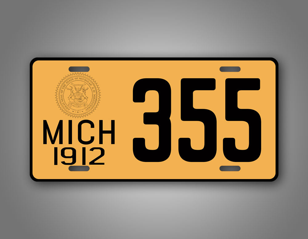 Custom Yellow Michigan 1912 Any Text Novelty License Plate 
