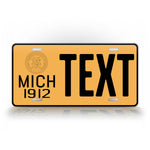 Custom Text Yellow Michigan 1912 License Plate 
