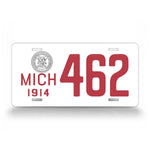 Custom Text Michigan Red And White 1914 License Plate 