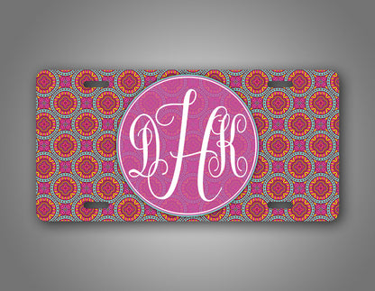 Custom Pink Arabic Style Monogram License Plate