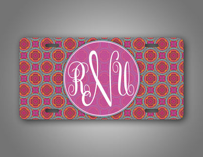 Custom Pink Middle East Style Monogram Auto Tag