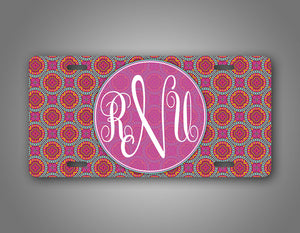 Custom Pink Middle East Style Monogram Auto Tag