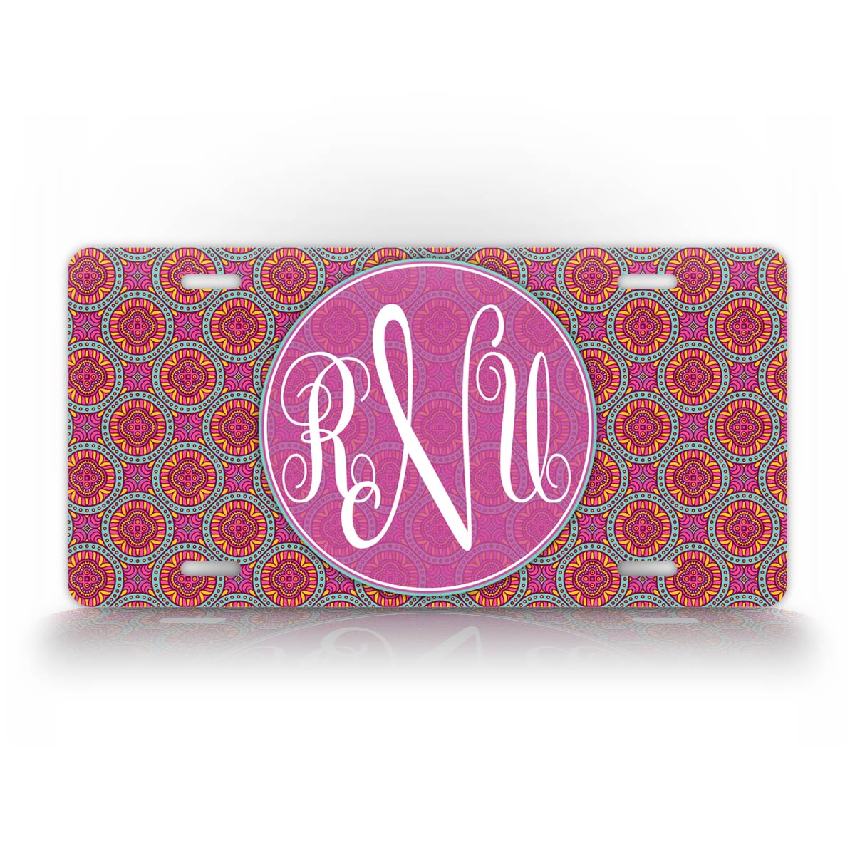 Custom Pink Middle East Monogram Auto Tag