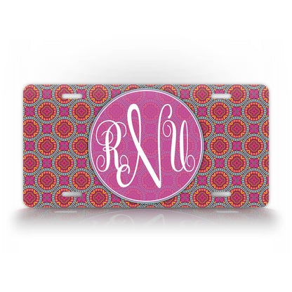 Custom Pink Middle East Monogram Auto Tag