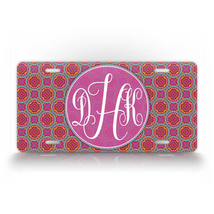 Personalized Pink Middle Eastern Style Monogram License Plate