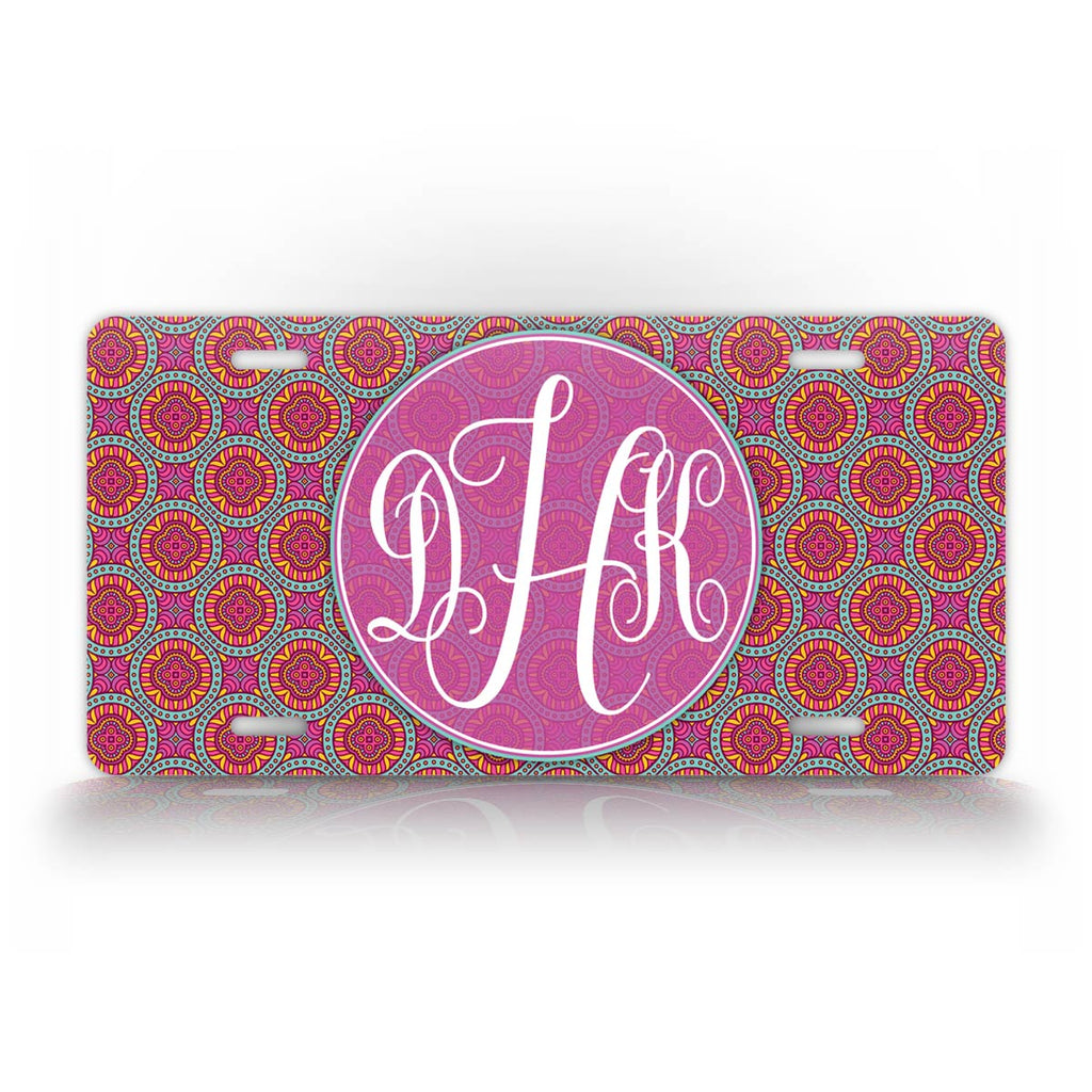 Personalized Pink Middle Eastern Style Monogram License Plate