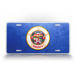 Minnesota State Flag Weathered Metal License Plate
