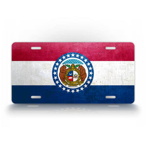 Missouri State Flag Weathered Metal License Plate