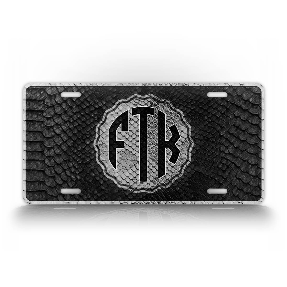 Personalized Text Black Snakeskin Monogram License Plate 