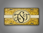 Monogrammed Woman's Yellow Snakeskin License Plate 