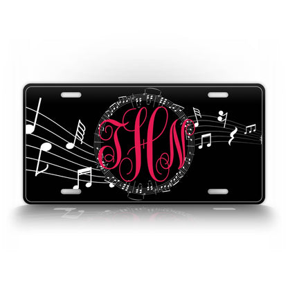 Music Notes Monogram License Plate