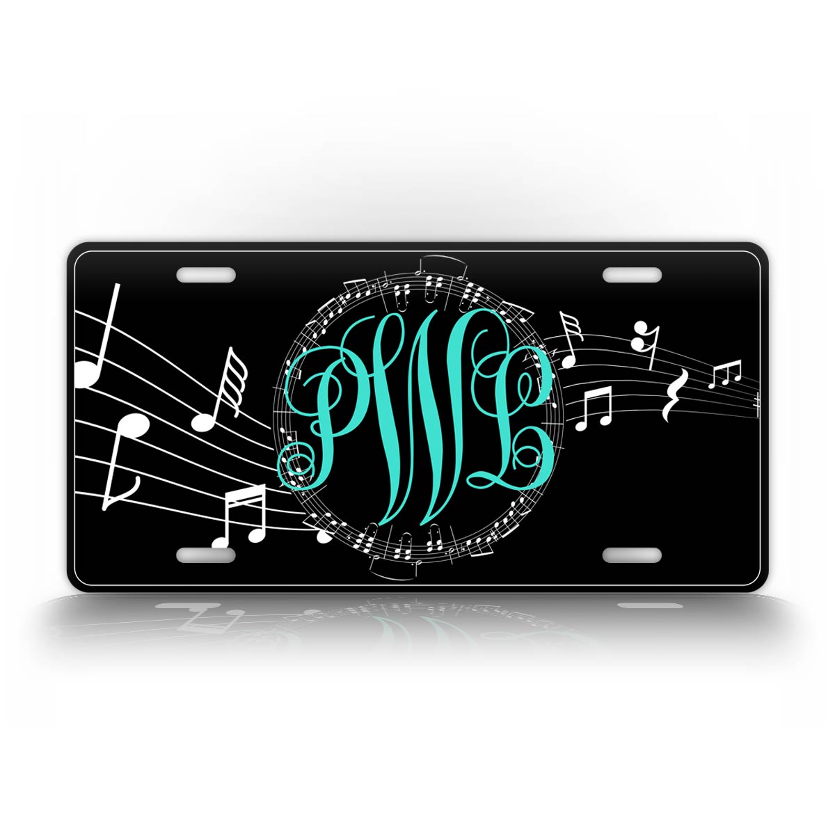 Music Notes Monogram License Plate