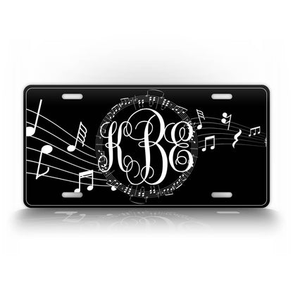 Music Notes Monogram License Plate