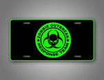 Neon Green Zombie Outbreak Response Team License Plate Auto Tag 
