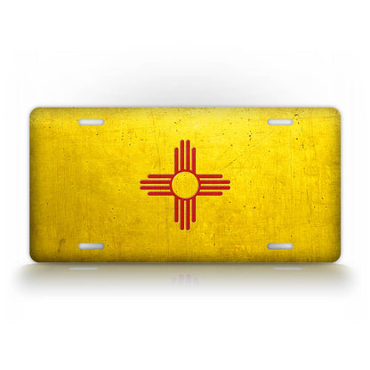 Official Flag Of new Mexico License Plate With Scratch Texture