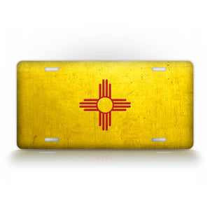 Official Flag Of new Mexico License Plate With Scratch Texture