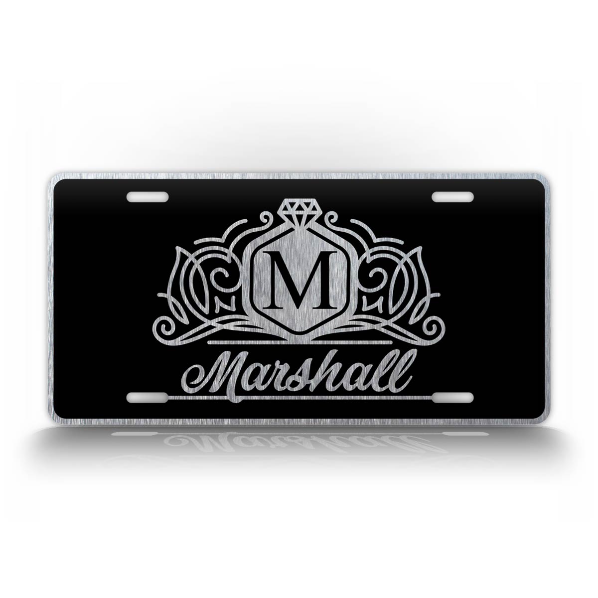 Silver Elegant Custom Monogram License Plate 
