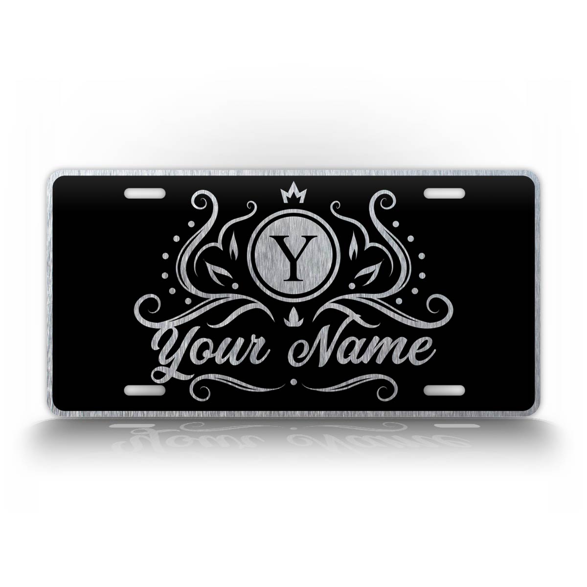 Silver Classy Personalized Monogram License Plate  