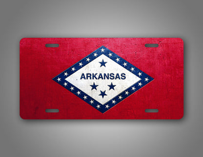 Weathered Metal Arkansas State Flag Auto Tag 