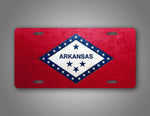 Weathered Metal Arkansas State Flag Auto Tag 