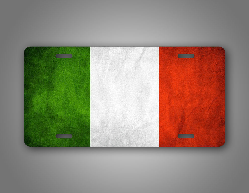 Grunge Styled Americana Italian Flag License Plate 