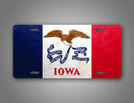 Weathered Metal Iowa State Flag Auto Tag
