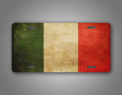 Rustic Italian Flag With Grunge Layer license Plate 