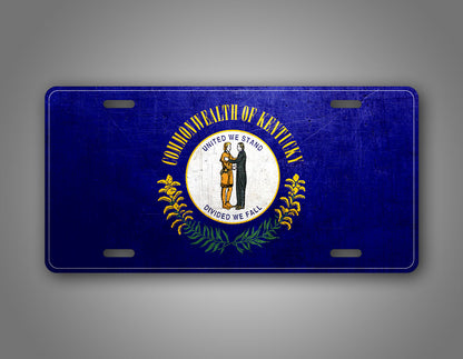 Weathered Metal Kentucky State Flag Auto Tag